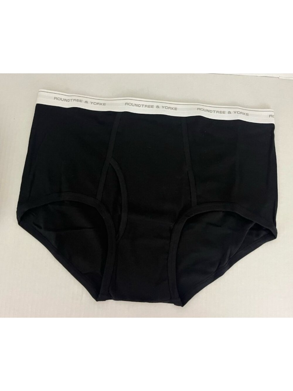 Roundtree & Yorke Men's 46 Full Cut Black Briefs 100% Cotton 6 pr NWOT